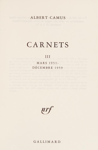 Albert Camus: Carnets (Paperback, French language, 1989, Gallimard)