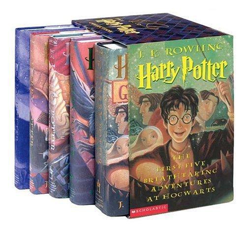 J.K. Rowling: Harry Potter Hardcover Box Set with Leather Bookmark (2003, Scholastic Inc.)
