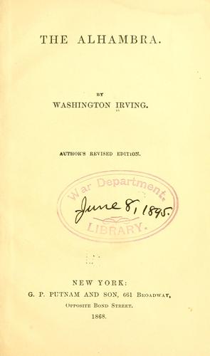 Washington Irving: The Alhambra. (1868, G. P. Putnam)