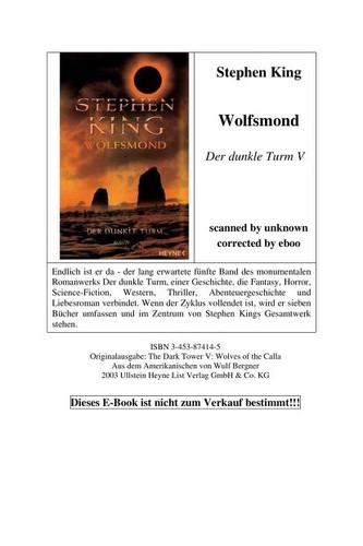King, Stephen(duplicate): Wolfsmond (German language, 2003, Heyne)