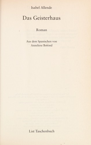 Isabel Allende: Das Geisterhaus (German language, 2001, List)