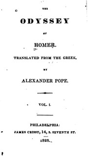 Alexander Pope, Homer: The Odyssey of Homer (1828, James Crissy)